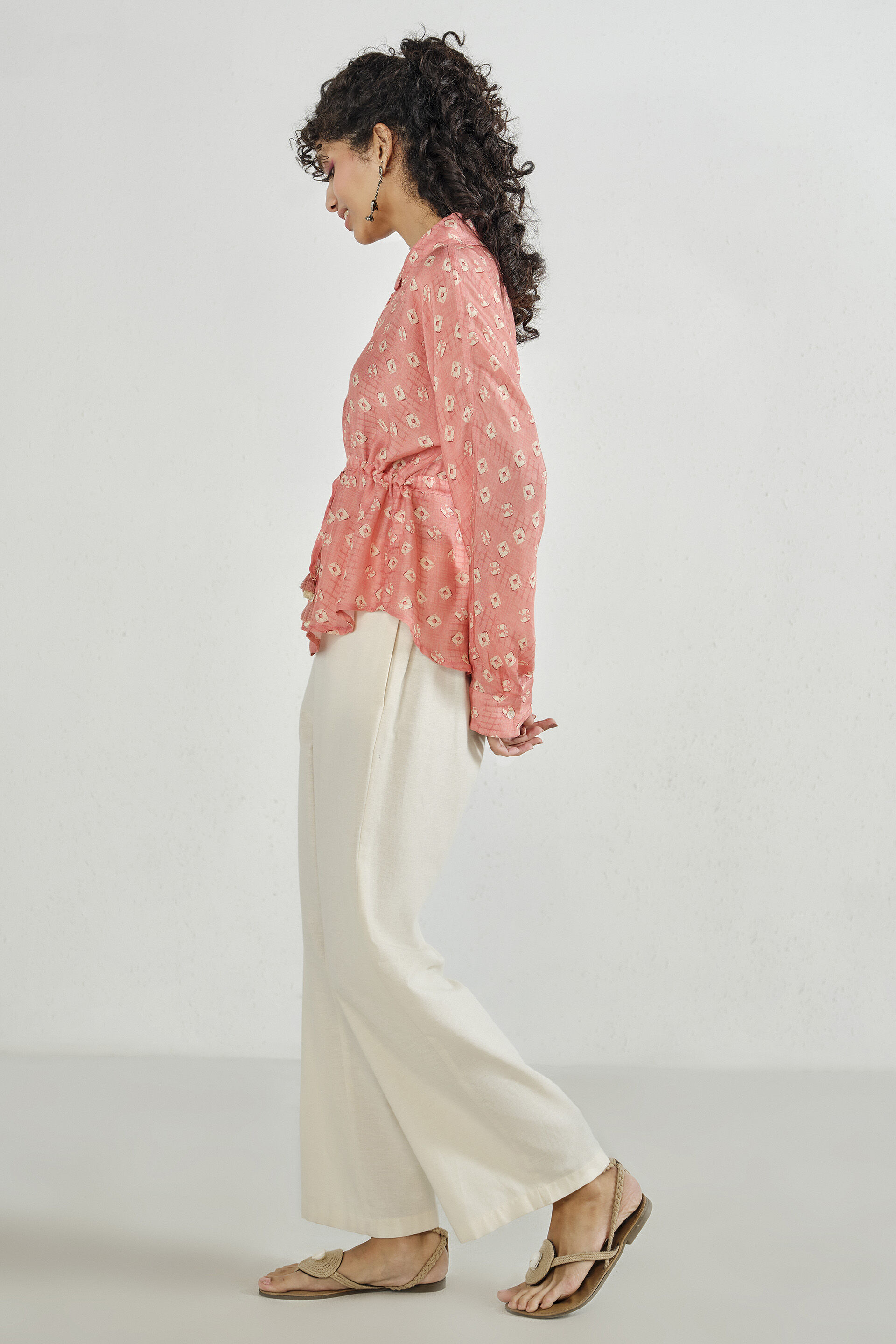 Pink Cinch Printed Shirt, Pink, image 3